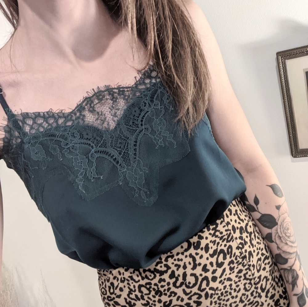 Lulu's Forest Green Lace Cami